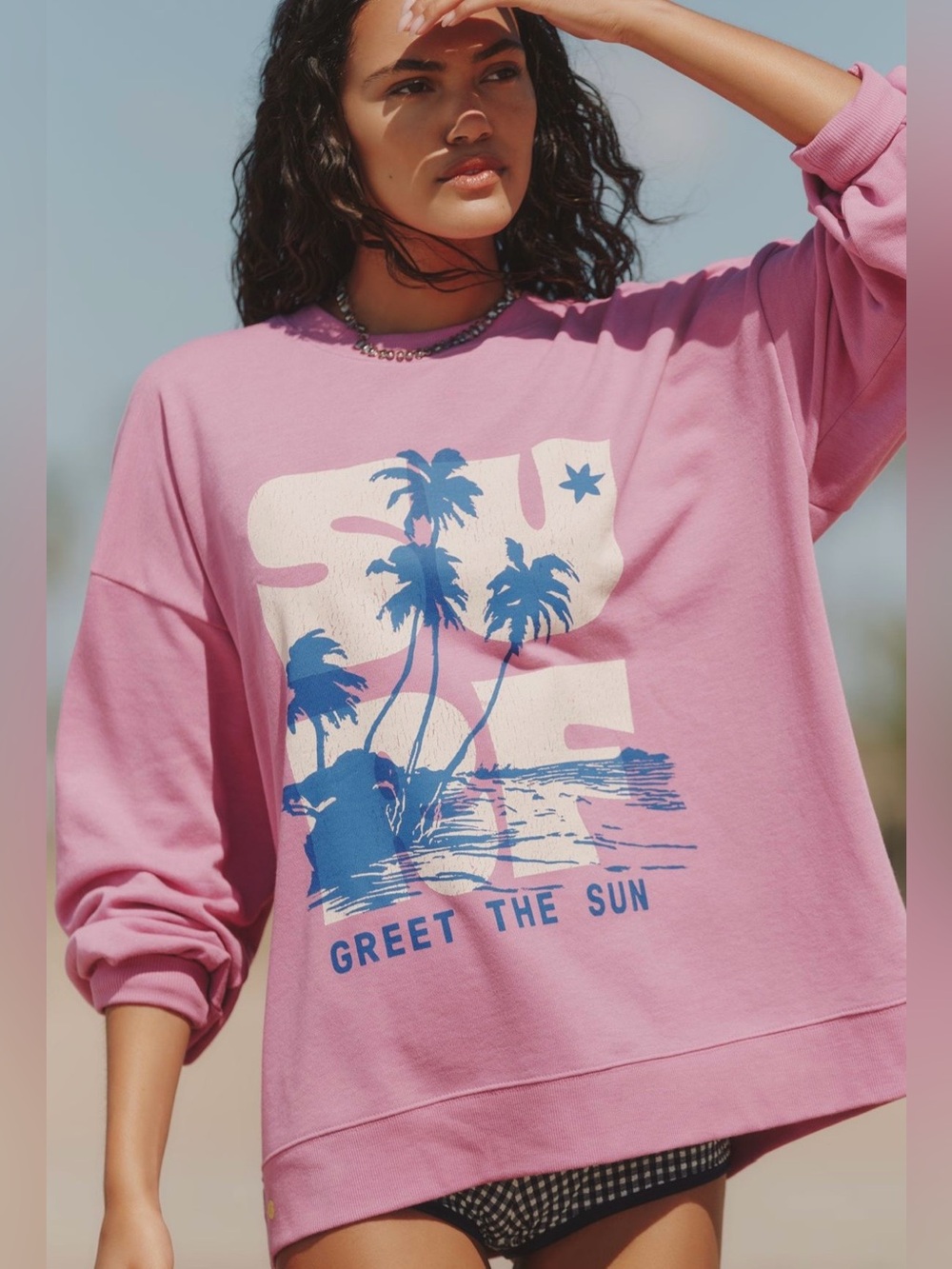 Anthropologie Celandine Printed Crewneck Sweatshirt in Pink Combo size XXS/XS